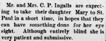 Newspaper Accounts of Mary Ingalls & Her Blindness - Laura Ingalls ...