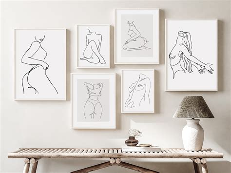 Woman Line Art Print Female Figure Line Art Set Naked Woman Wall Art Print Set Abstract Woman