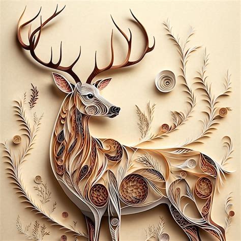 Premium AI Image A Deer With Brown And Gold Patterns And A Round