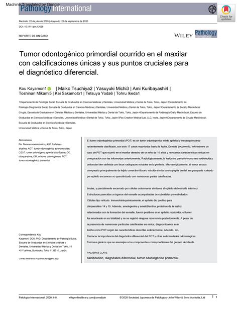 TUMOR ODONTOGENICO - calcificación, diagnóstico diferencial, tumor odontogénico primordial