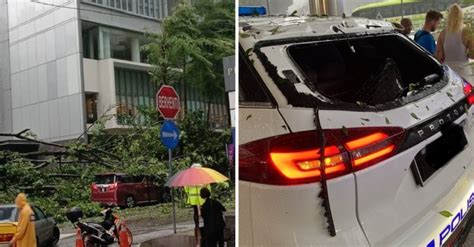 Kereta Ketua Menteri Melaka Nyaris Dihempap Pokok Tumbang Di Jalan Pinang