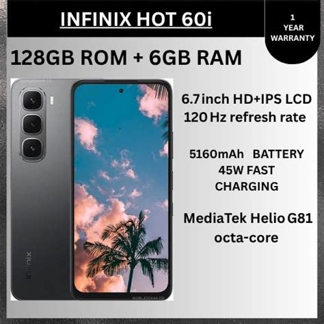 Best Price For NEW ARRIVAL Infinix Hot 60i 6 7 128GB 6GB 5160 MAh 50MP 8MP IP64 Android