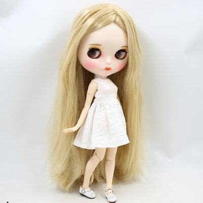 12 Blythe Doll Nude Joint Body Blond Hair Carved Lips Matte Custom