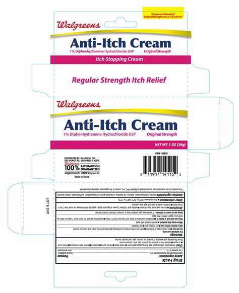 WALGREENS ANTI ITCH- diphenhydramine hydrochloride, zinc acetate cream