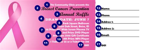 Pink Ribbon Raffle Ticket 002