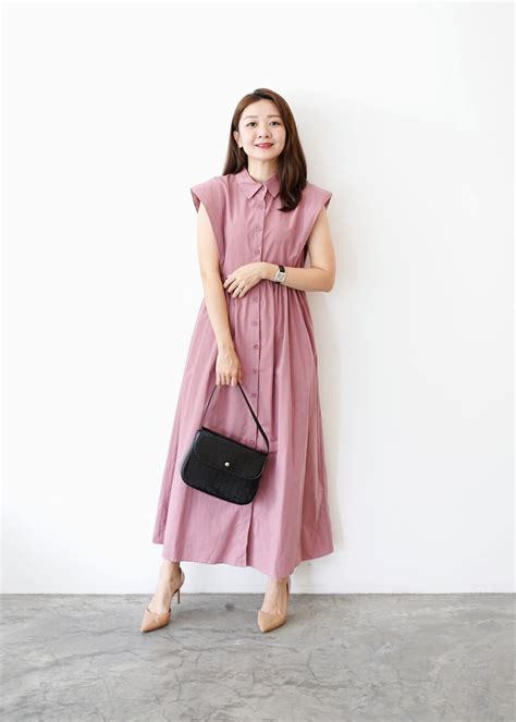 Button Through Cuffed Sleeves Dress – JustLove Closet