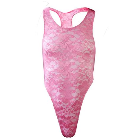 Sleeveless High Cut Jumpsuit Costume Bodysuit Men Sexy Men Lingerie One Piece Floral Lace Semi