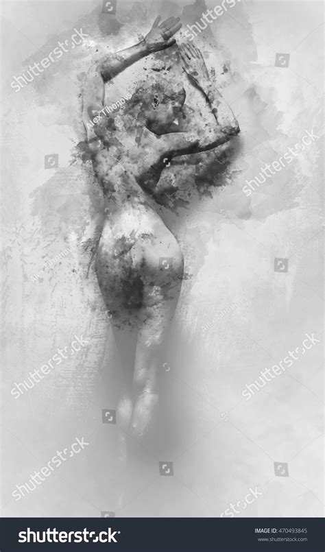 Digital Watercolor Painting Naked Woman Stock Illustration Shutterstock