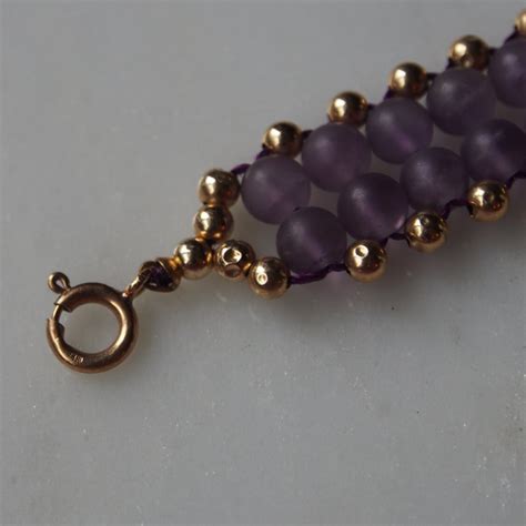 40 OFF Multi Beaded Frosted Amethyst Bracelet With Gold Beaded Accent