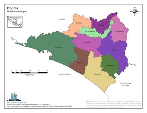 Mapa De Los Municipios De Colima