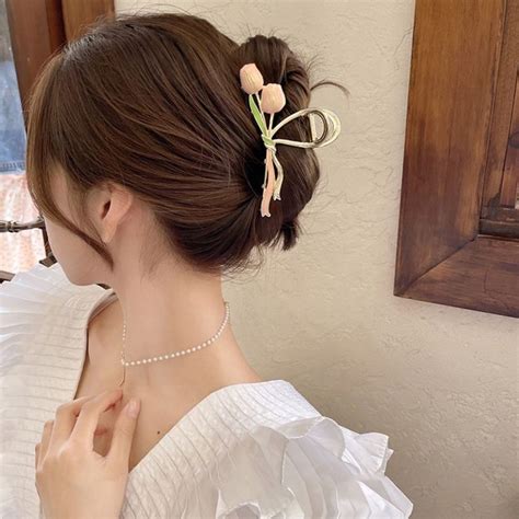 Huiheyu Vintage Trendy Tulip Temperament Metal For Girls Shark Clip