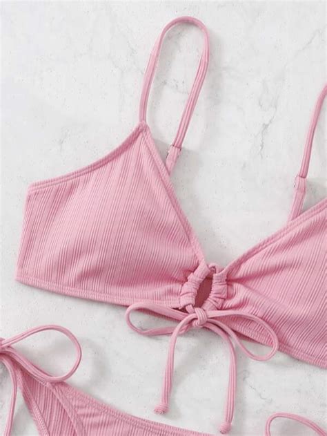 SHEIN Swim Basics Bañador bikini con cordón lateral Mode de Mujer SHEIN España
