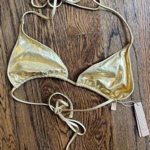 SKIMS Swim Skims Metallic Swim Gold Triangle Bikini Top L Poshmark
