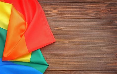Premium Photo Rainbow Gay Flag On Wooden Background