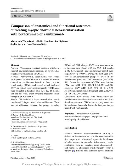 Comparison Of Anatomical And Functional Outcomes Of Treating Myopic