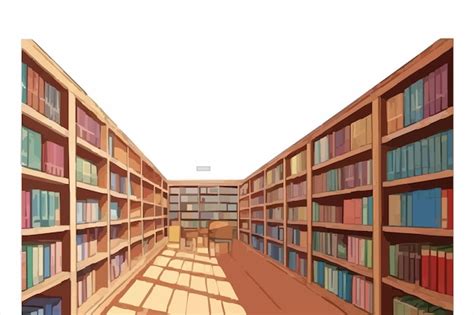 Una Ilustración De Dibujos Animados De Una Biblioteca Con Una