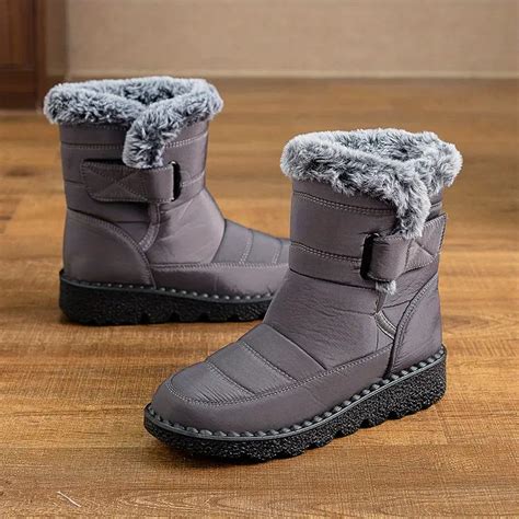 Women Color Snow Boots Casual Fur Lined Hook Loop Temu Australia