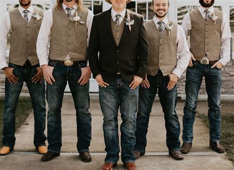 Western Wedding Menu2019s Attire Dark Brown Jacket Tan Vests And