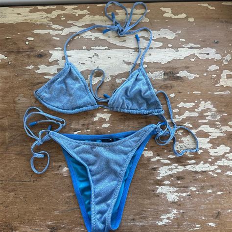 The Cutest Blue Triangl Sparkly Bikini Love It Just Depop