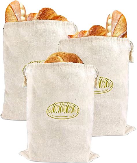 3Pcs Organic Linen Bread Storage Bags For Loaf Storage Large Reusable