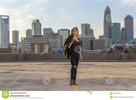 Gorgeous Blonde Hispanic Model Posing Outdoors Stock Image Image Of