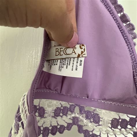 Becca Delilah Crochet Trim Halter Bikini Top Sz M Gem