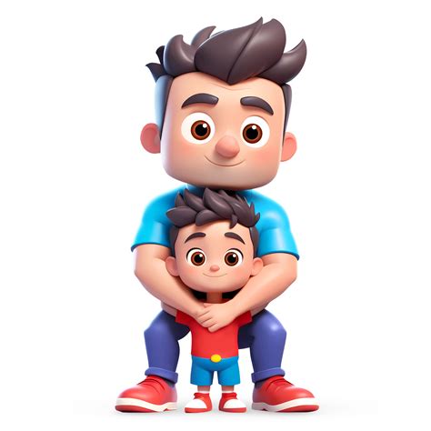 3d Rendering Father Hugging His Son Cartoon Characters 45805610 Png