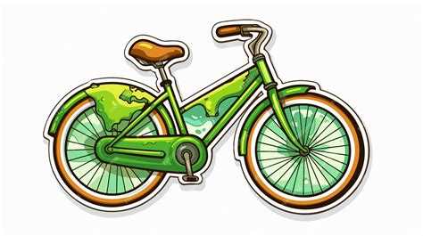 Save The Planet Green Bike Icon Sticker Cartoon Premium Ai Generated