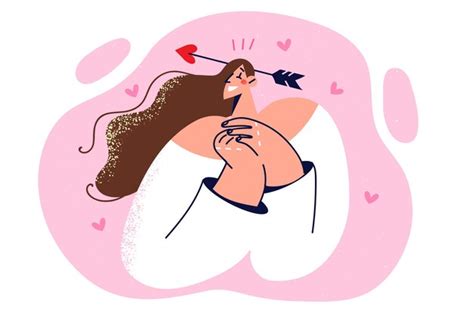 Mulher Feliz Flecha De Cupido No Cabelo Est Apaixonada E Sorri