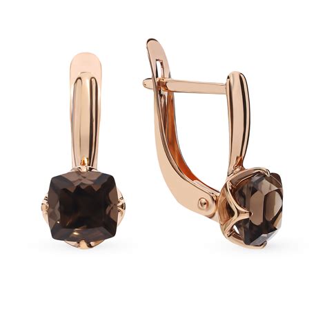 Золотые серьги с раухтопазами МОСКОВСКИЙ ЦЕПЕВЯЗАЛЬНЫЙ ЗАВОД s2-576-11 ...