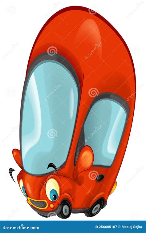 cartoon funny city car small sedan isolated illustration stock