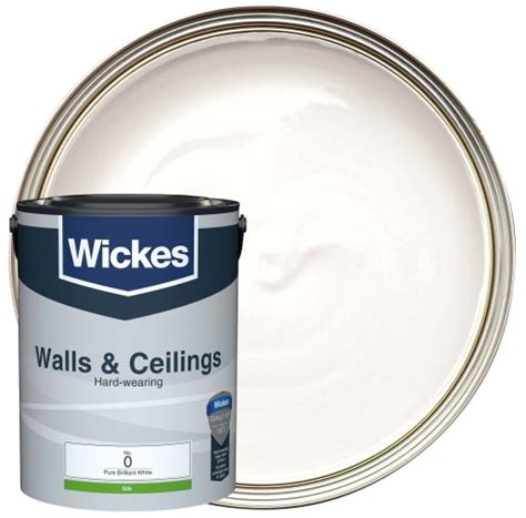 Wickes Vinyl Silk Emulsion Paint Pure Brilliant White No0 5l