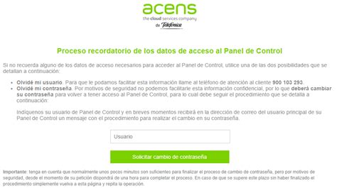 Recuperar Contrase A De Acceso Al Panel De Control Acens Centro De