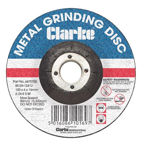 Clarke 4 Metal Grinding Angle Grinder Disc Clarke Tools