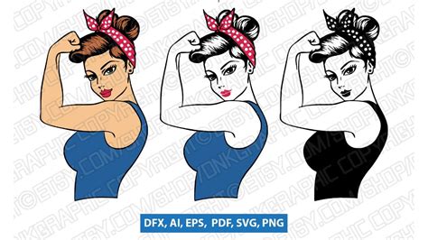 Rosie The Riveter Girl Power Svg Sticker Decal Silhouette Cameo Cricut