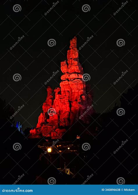Disneyland Big Thunder Mountain Railroad at Night Editorial Stock Photo
