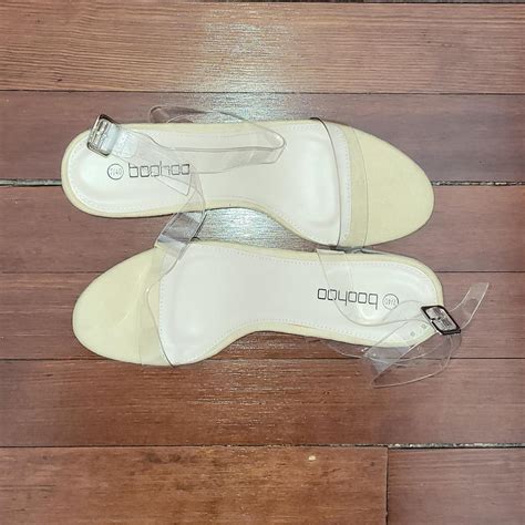 Nude Heels With Clear Straps And Heel Low Heel Depop