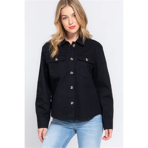 camisa chaqueta saronite mezclilla negro mujer lider
