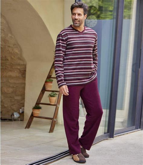 Pyjama Rayé En Micropolaire Homme Bordeaux Atlas For Men