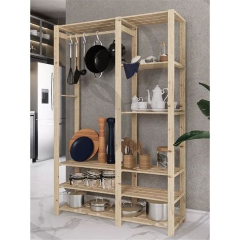 Armario De Cozinha Aberto - Armário De Cozinha C/ 8 Prateleiras Aberto Mod 310 | Shopee Brasil