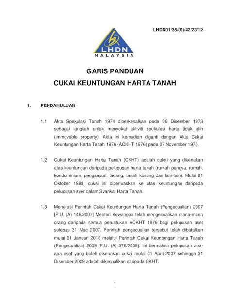 Pdf Garis Panduan Cukai Keuntungan Harta Tanah Dokumen Tips