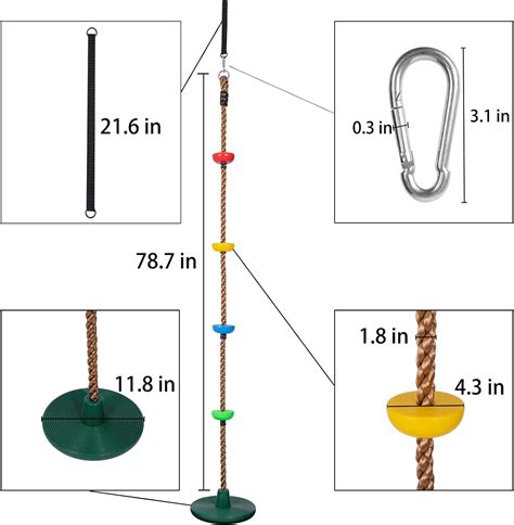 65 Ft Kids Climbing Rope Tree Swing Seat Set With Platforms And Disc