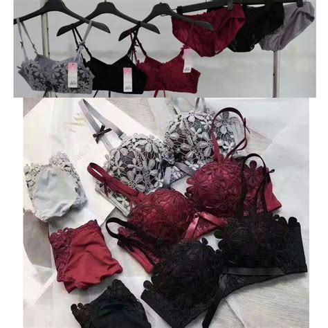 Ready Stock Women S Lingerie Set Sexy And Cute Floral Lace Bra Set Shopee Malaysia