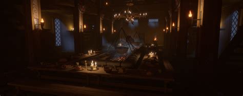 artstation stylized viking hall
