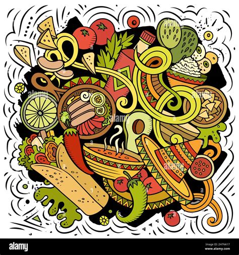 Comida mexicana ilustración de fideos vectoriales dibujados a mano