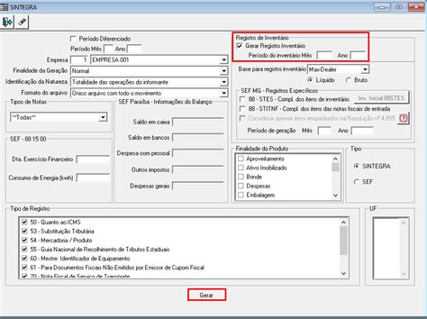 Varejo Supermercados Fiscal Gerar Registro De Invent Rio No