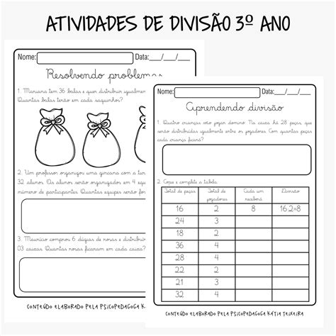 Atividades De Divisao 3 Ano