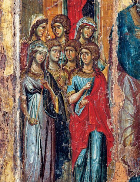 Maidens Escorting The Virgin Detail From An Icon Of The Purification Of The Virgin 14th