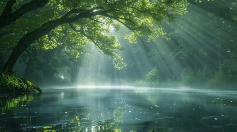 serene forest lake image forest lake sunlight