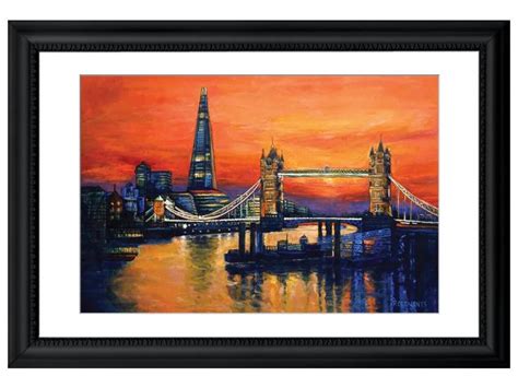 Orange Sunset Tower Bridge London Painting Tower Bridge Sunset London